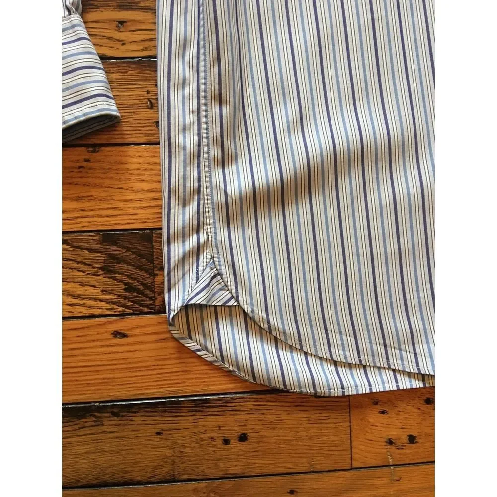 J. Crew Blue Striped Men's Dress Shirt Oxford Size 16-16‎ 1/2 2 Ply